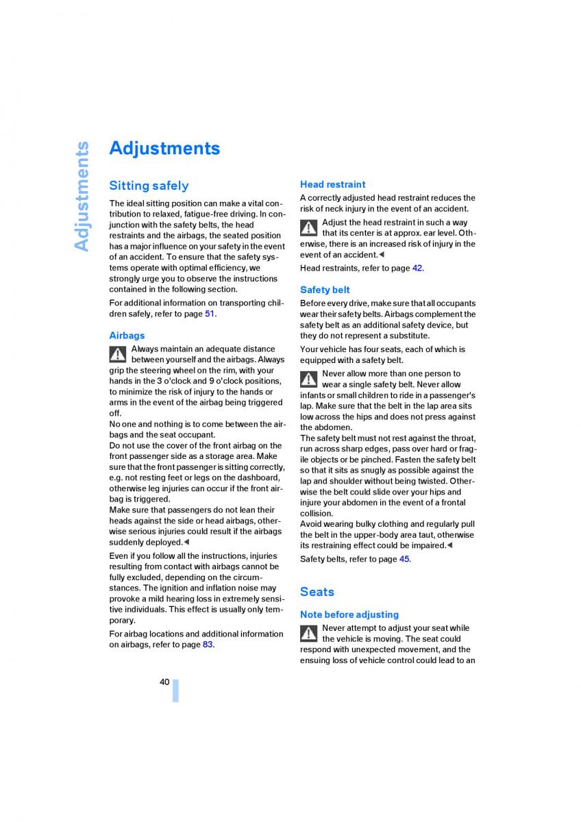 M Power M3 owners manual / page 42