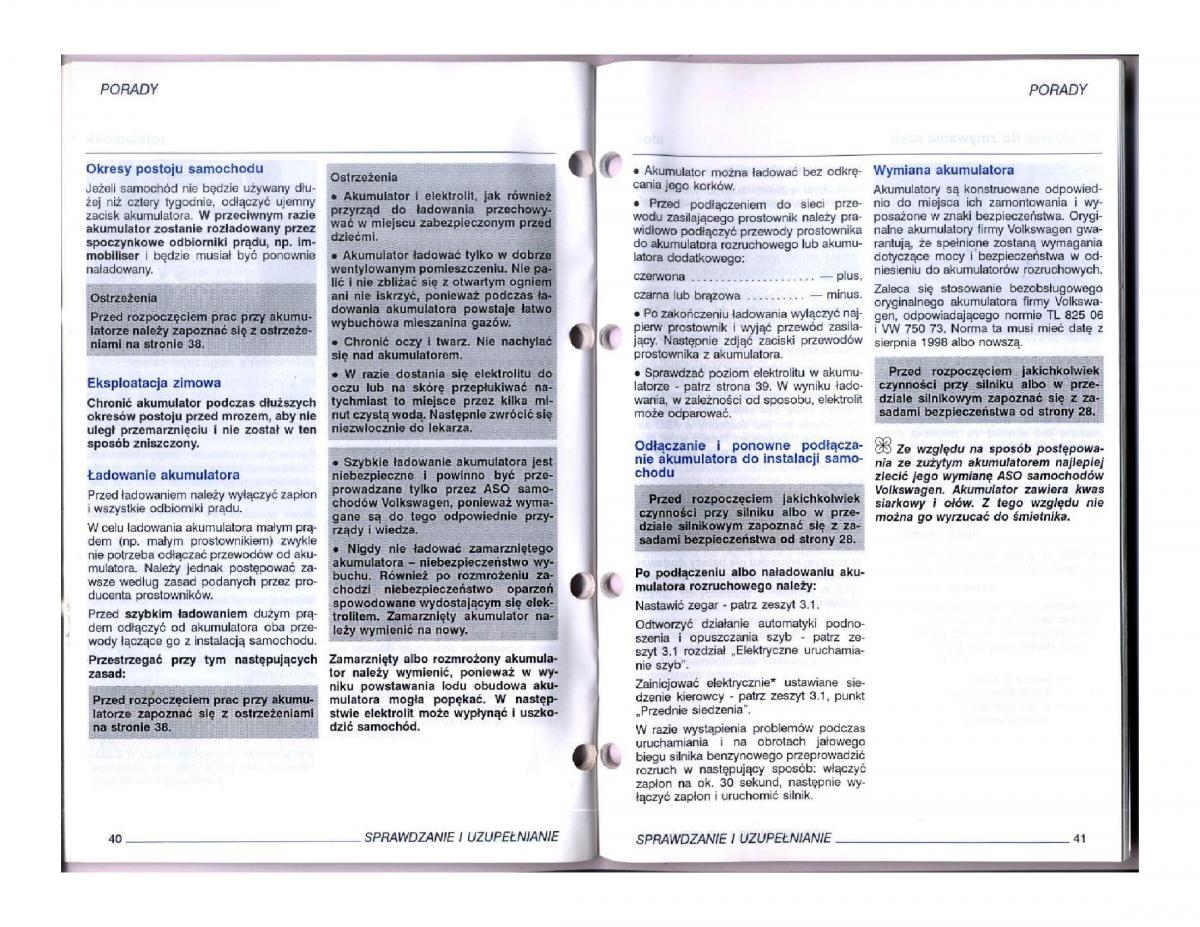 instrukcja obslugi obsługi VW Passat B5 / page 100