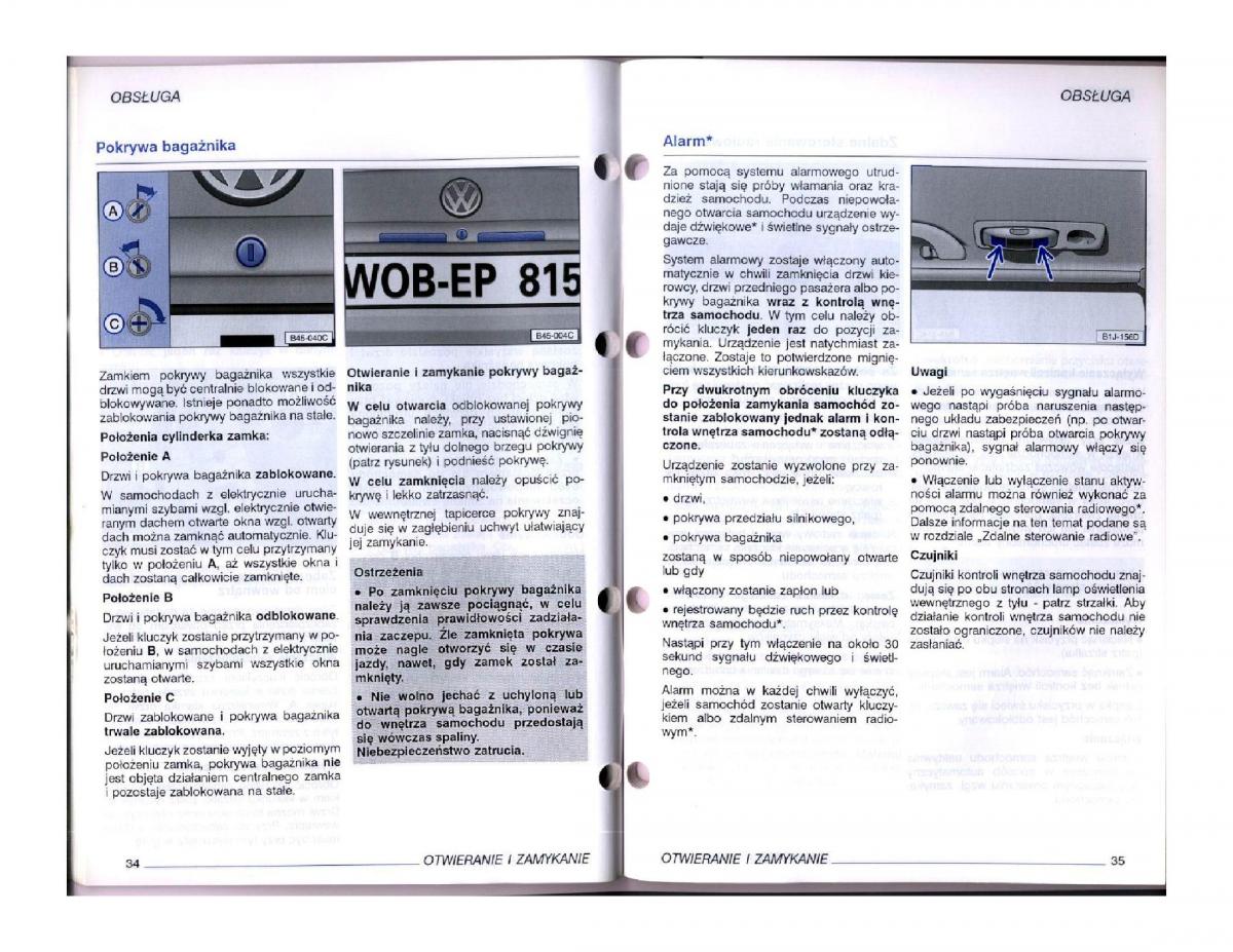 instrukcja obsługi  instrukcja obslugi VW Passat B5 / page 35