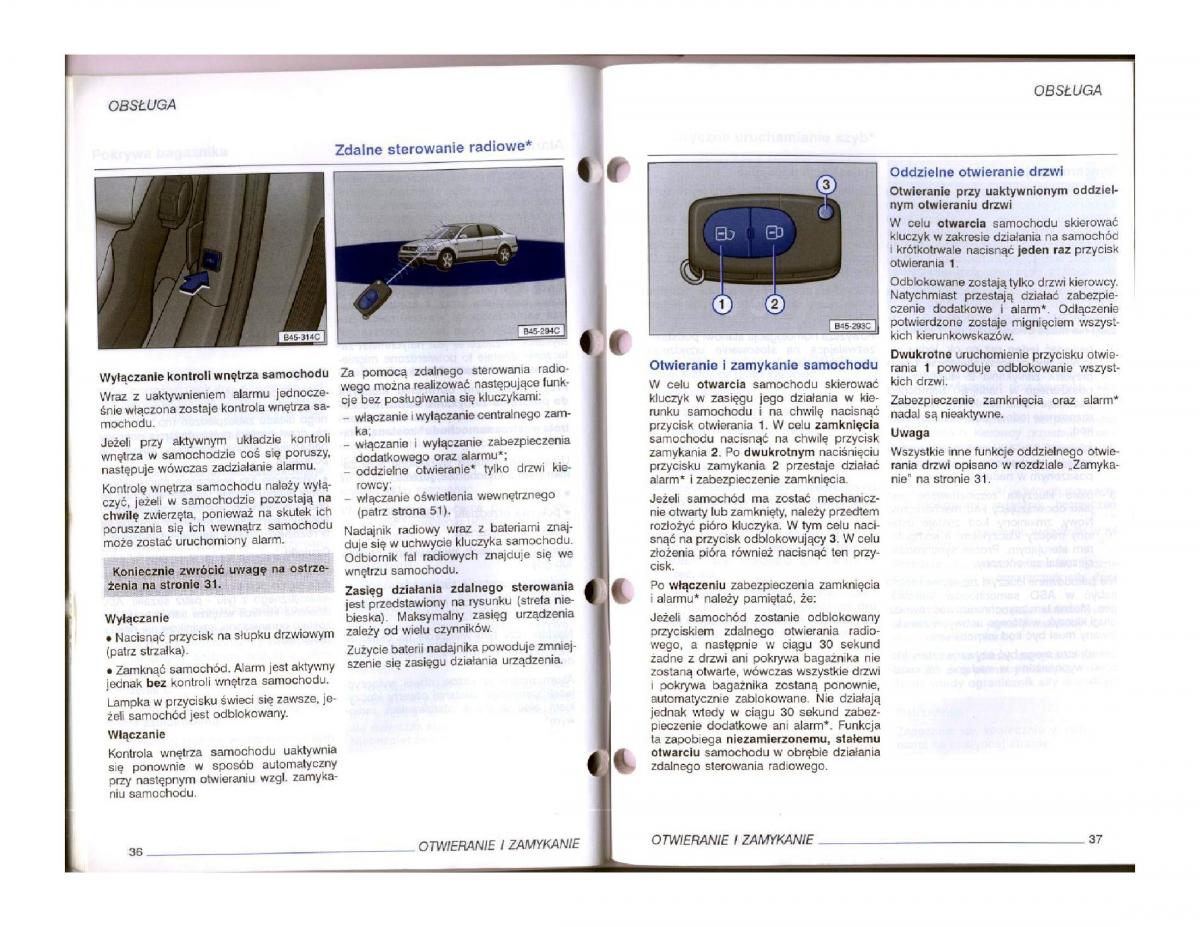 instrukcja obsługi  instrukcja obslugi VW Passat B5 / page 36