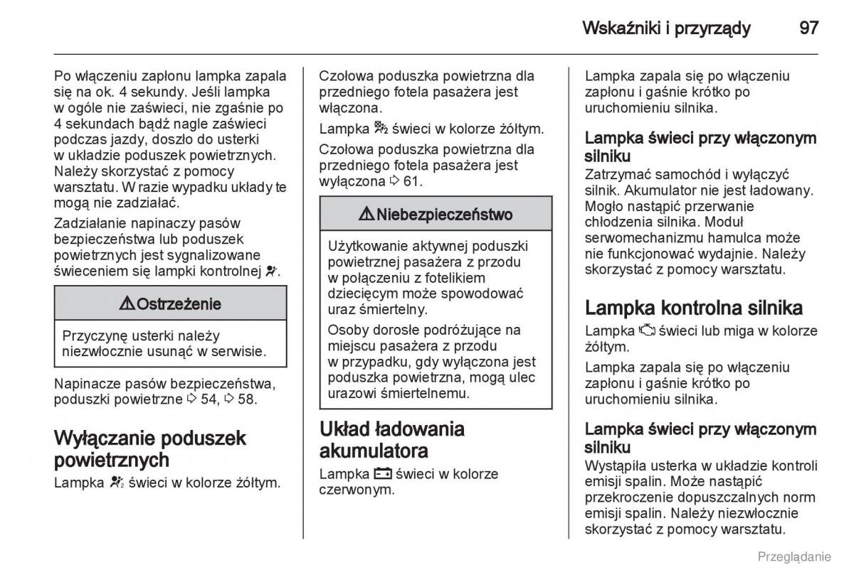 Opel Insignia instrukcja obslugi / page 98