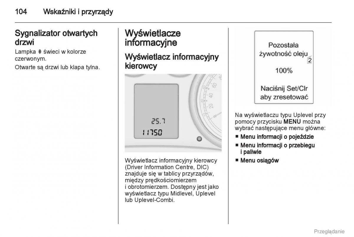 Opel Insignia instrukcja obslugi / page 105