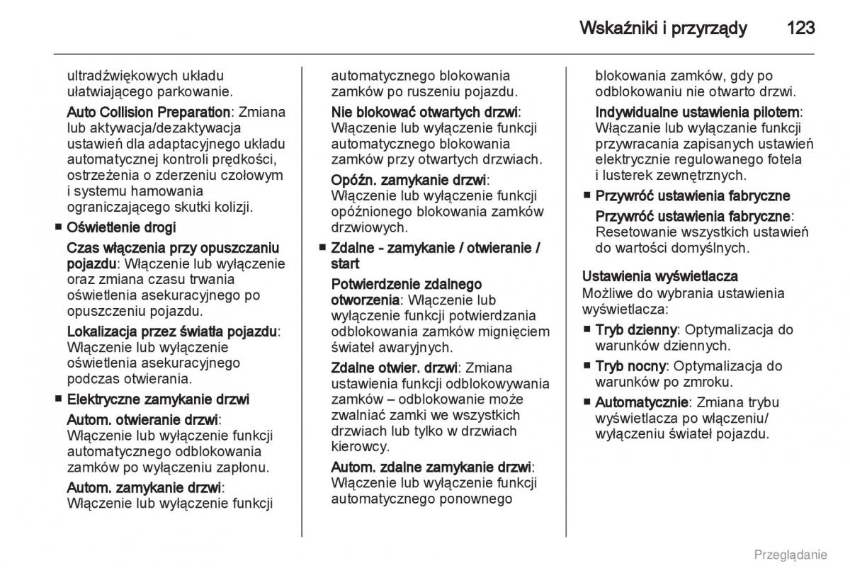 Opel Insignia instrukcja obslugi / page 124