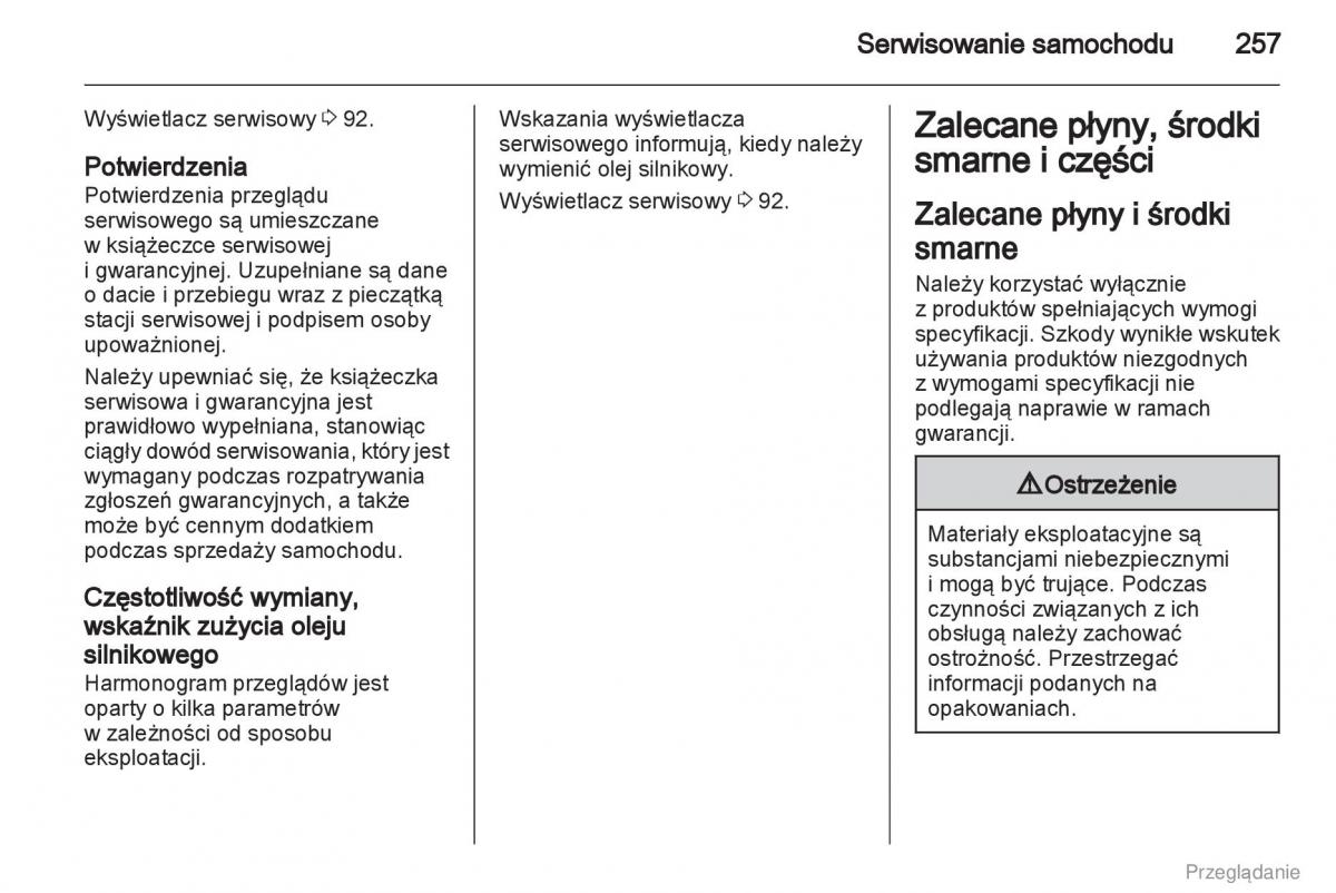 Opel Insignia instrukcja obslugi / page 258