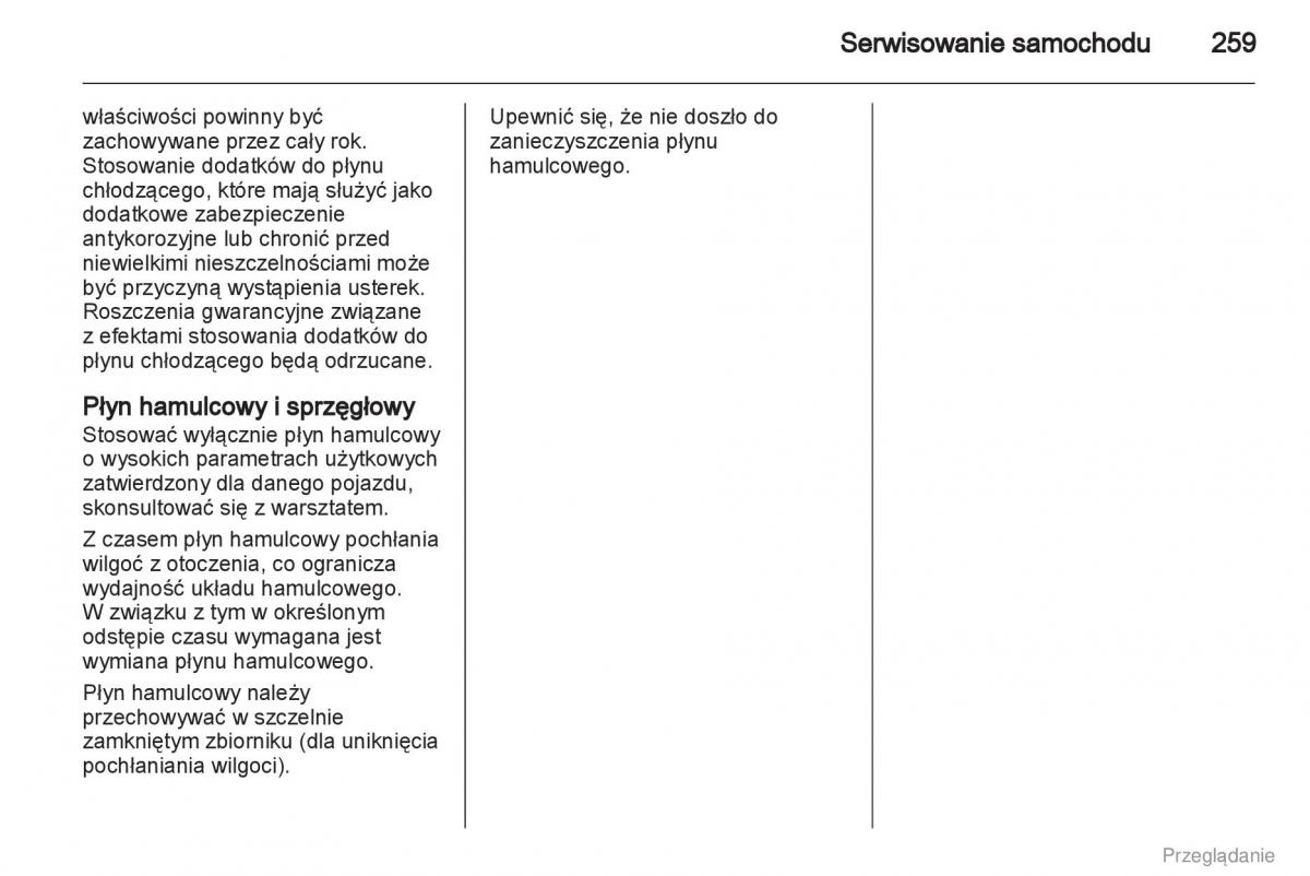 Opel Insignia instrukcja obslugi / page 260