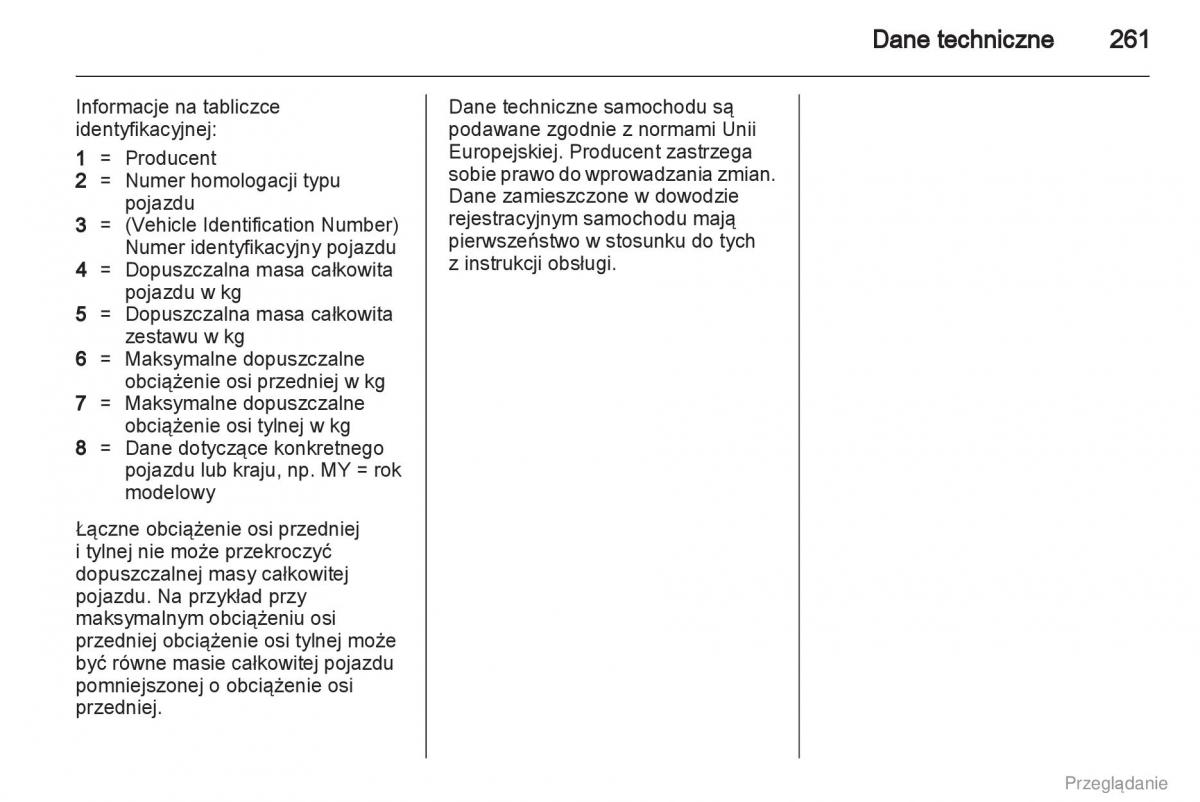 Opel Insignia instrukcja obslugi / page 262