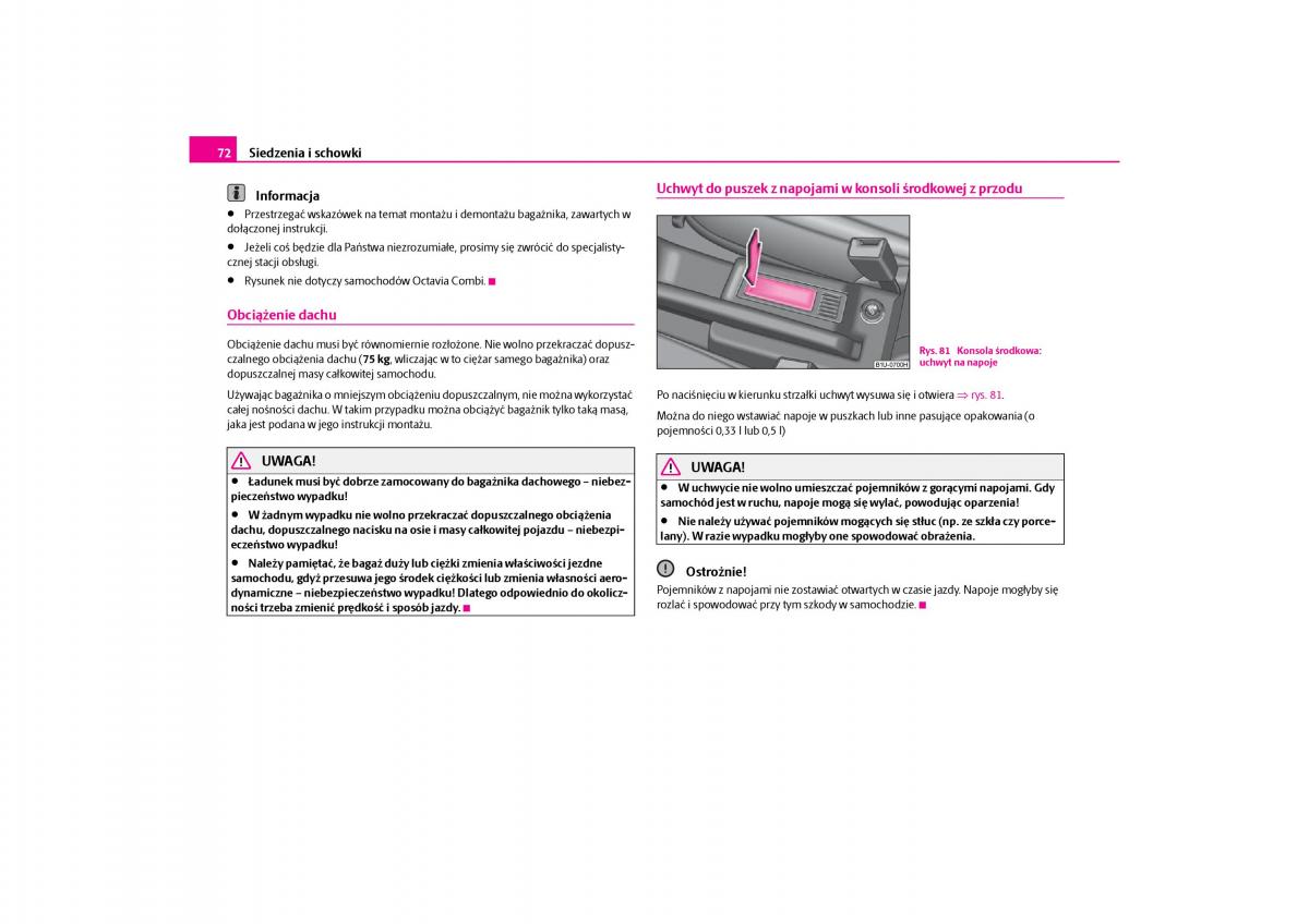 Skoda Octavia I instrukcja obslugi / page 73