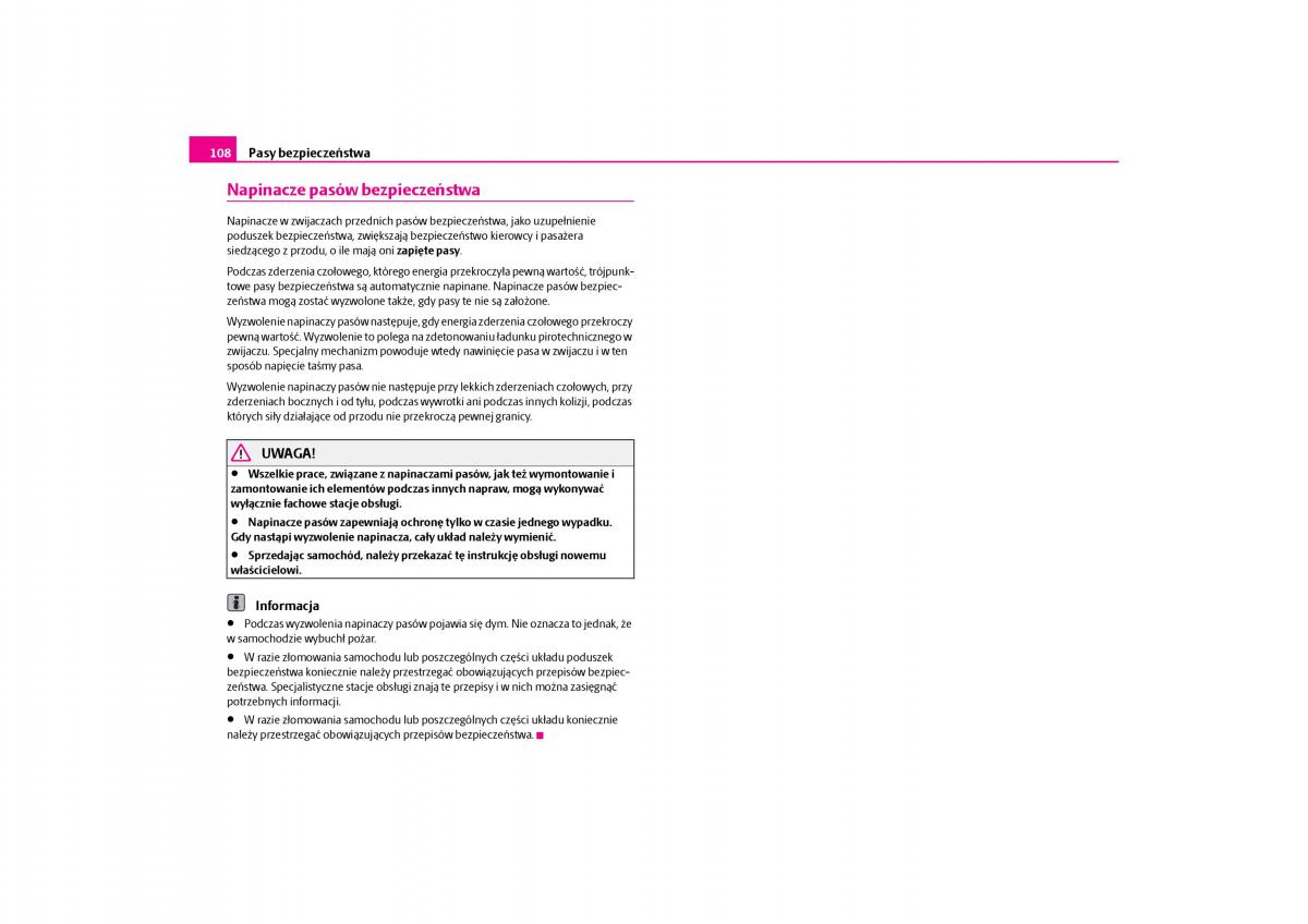Skoda Octavia I instrukcja obslugi / page 109