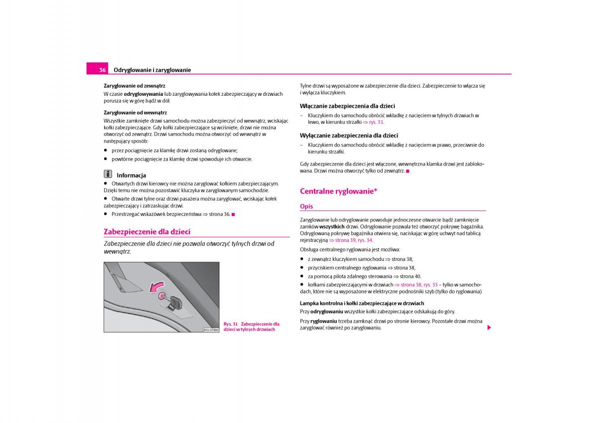 Skoda Octavia I instrukcja obslugi / page 37