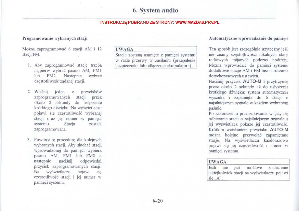 Mazda 6 I instrukcja obslugi / page 185