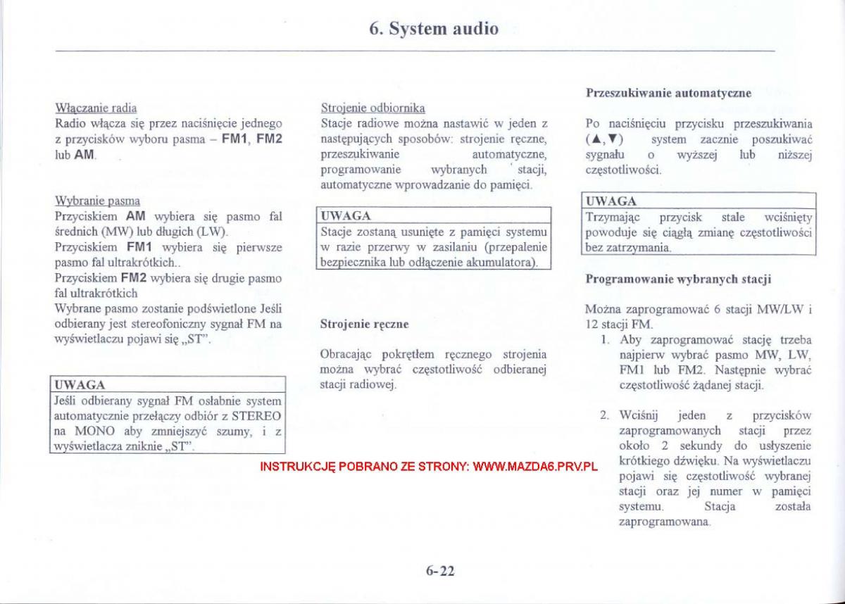 Mazda 6 I instrukcja obslugi / page 187