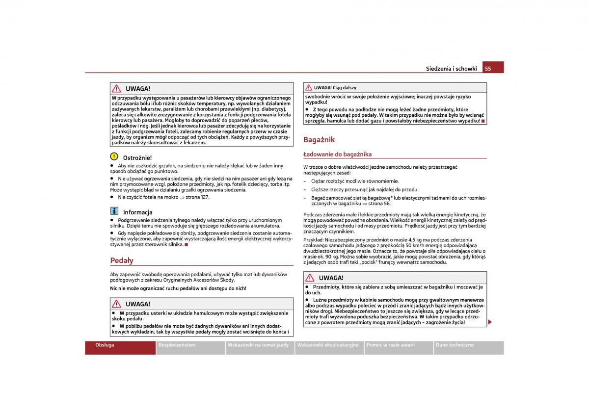 Skoda Octavia II instrukcja obslugi / page 56