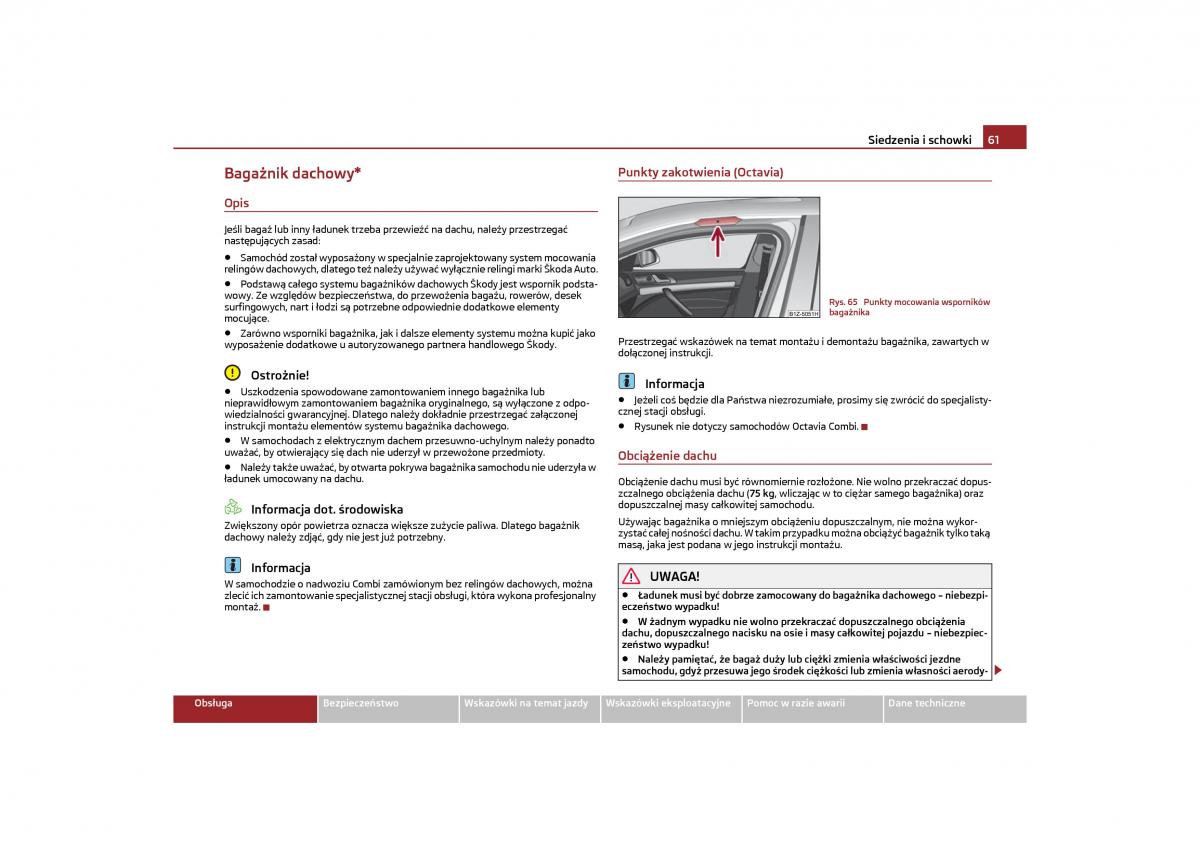 Skoda Octavia II instrukcja obslugi / page 62