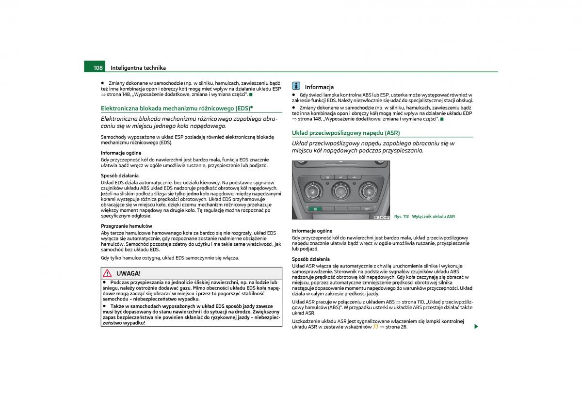 Skoda Octavia II instrukcja obslugi / page 109