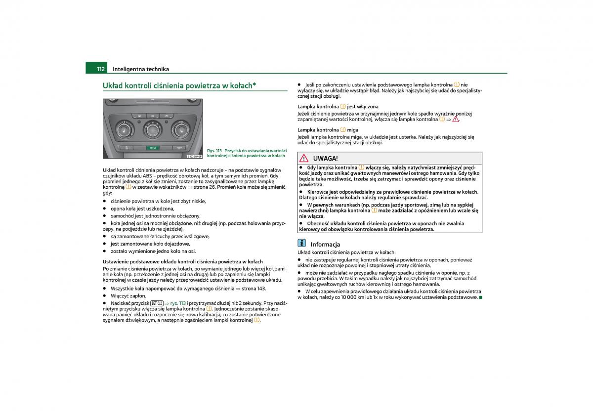 Skoda Octavia II instrukcja obslugi / page 113