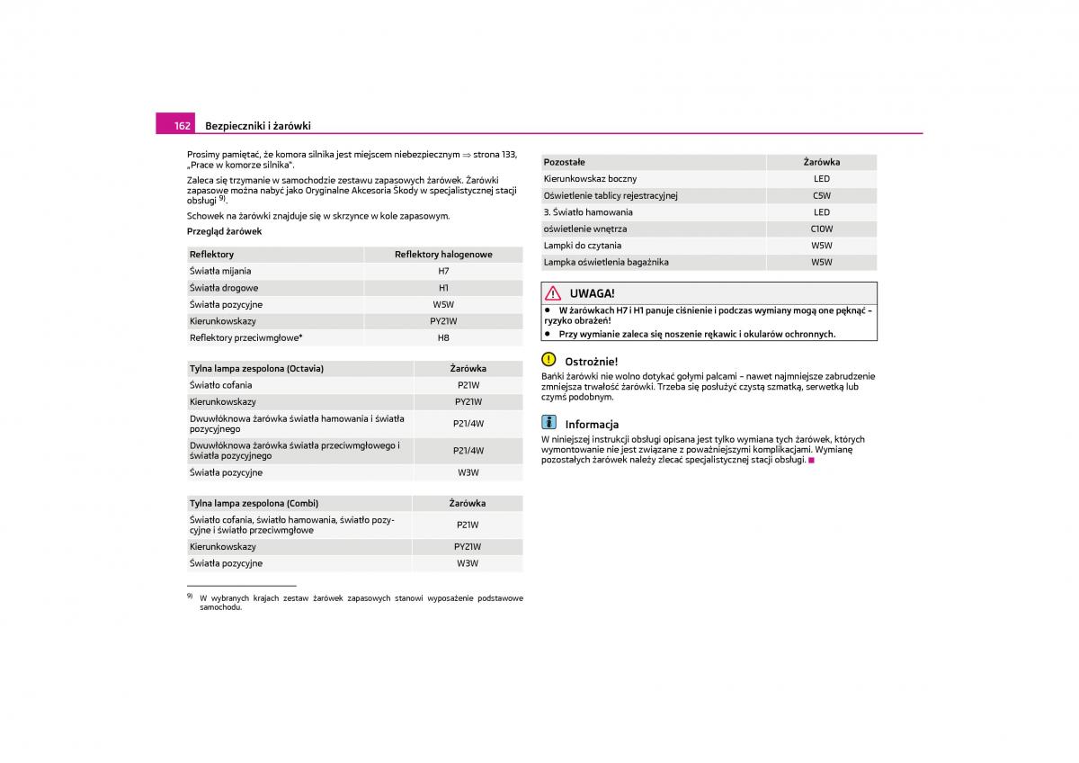 Skoda Octavia II instrukcja obslugi / page 163