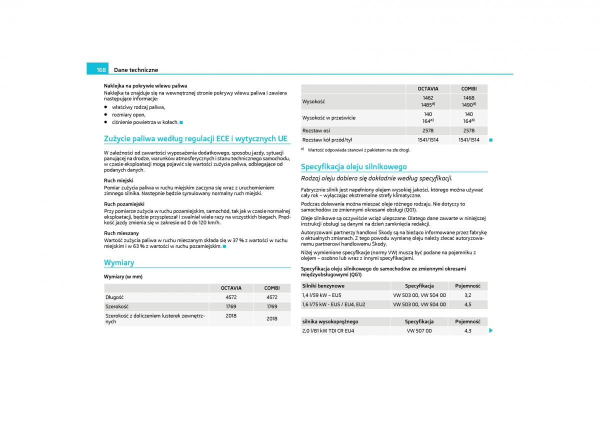 Skoda Octavia II instrukcja obslugi / page 169