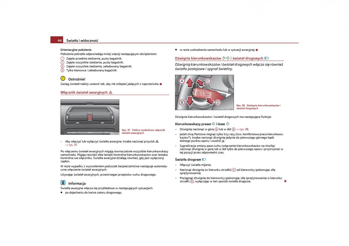 Skoda Octavia II instrukcja obslugi / page 45