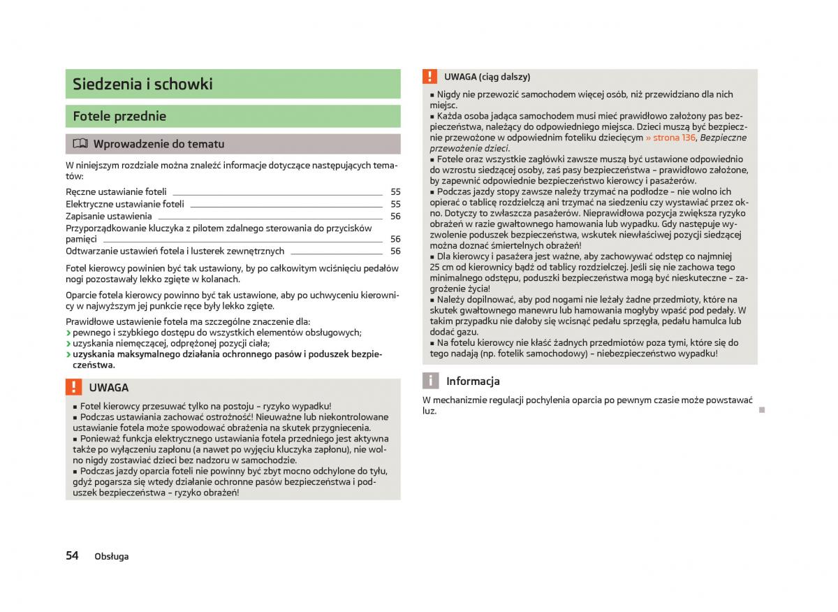 Skoda Octavia III instrukcja obslugi / page 56