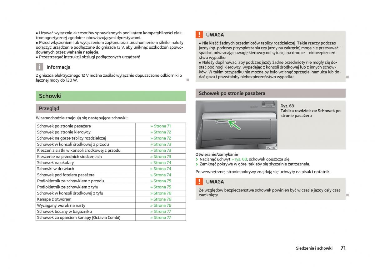 Skoda Octavia III instrukcja obslugi / page 73