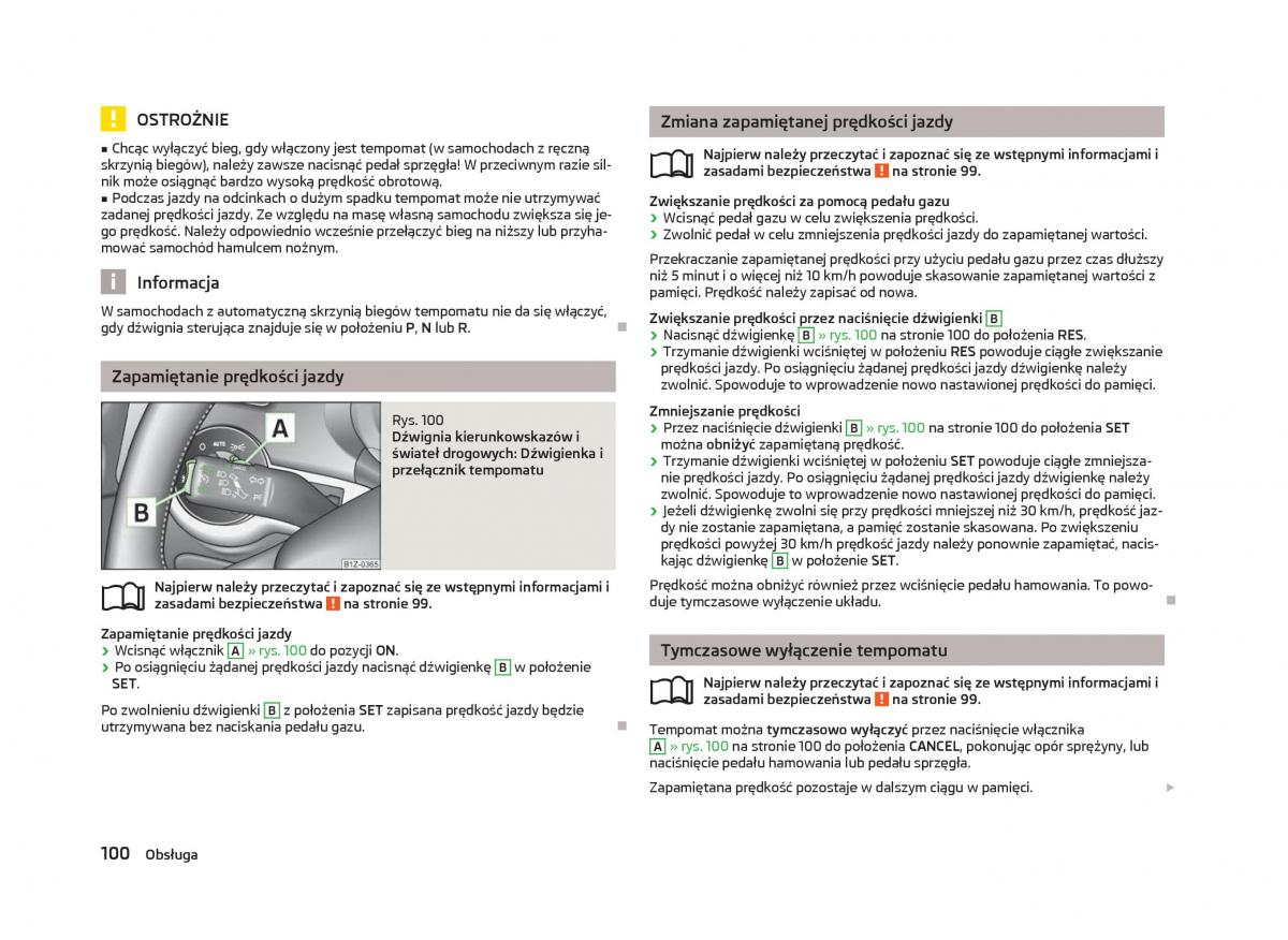 Skoda Octavia III instrukcja obslugi / page 102