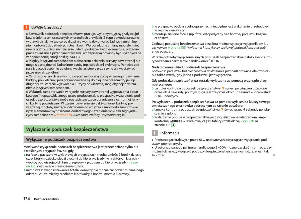 Skoda Octavia III instrukcja obslugi / page 136