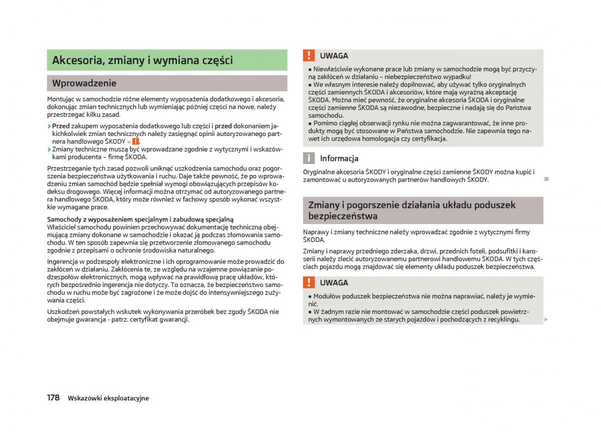 Skoda Octavia III instrukcja obslugi / page 180