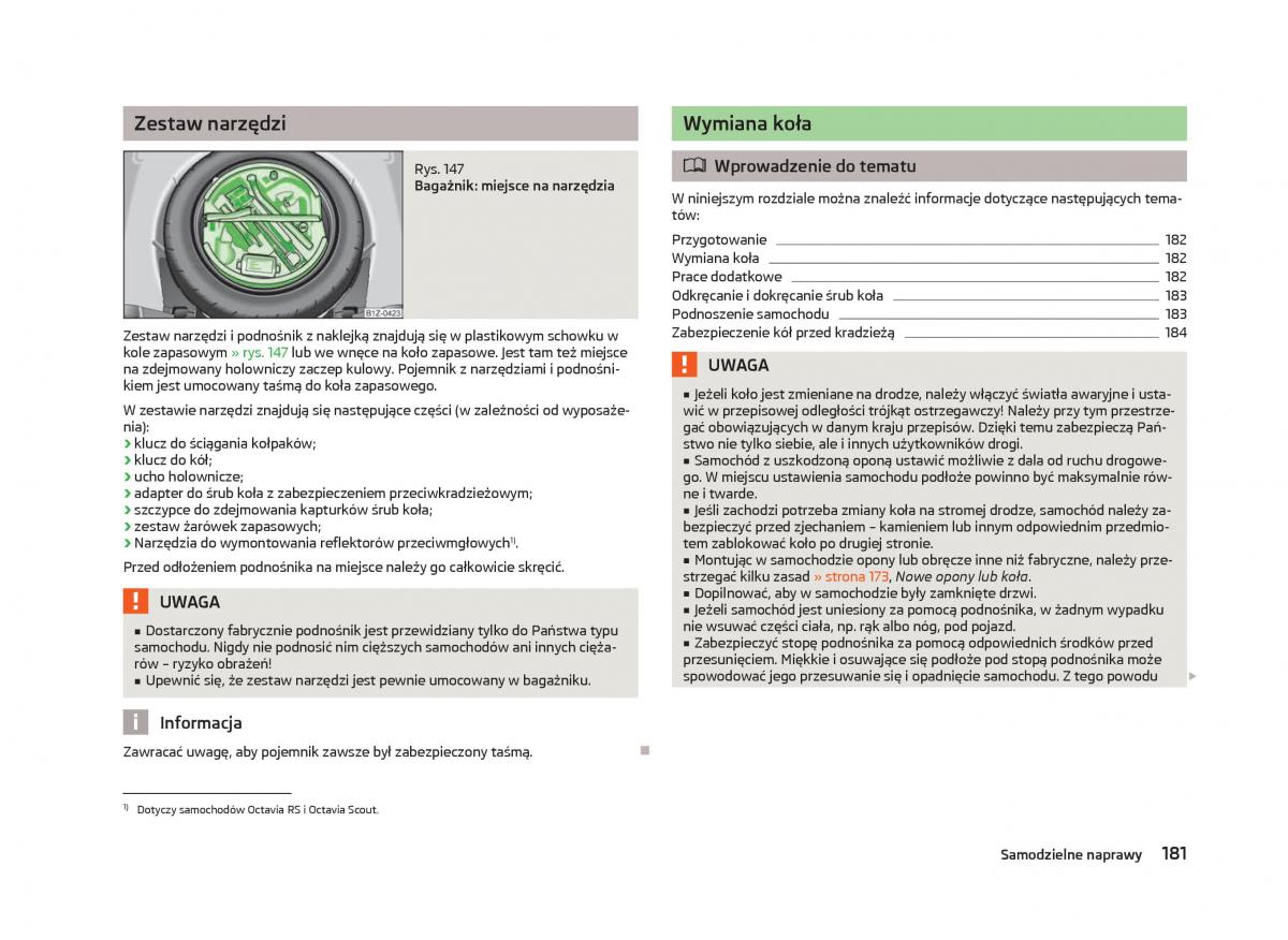 Skoda Octavia III instrukcja obslugi / page 183