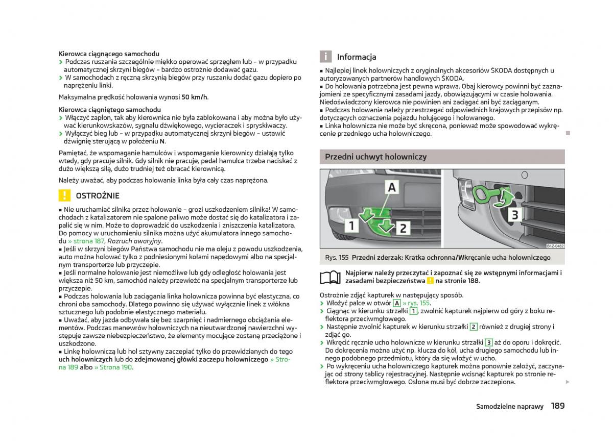 Skoda Octavia III instrukcja obslugi / page 191