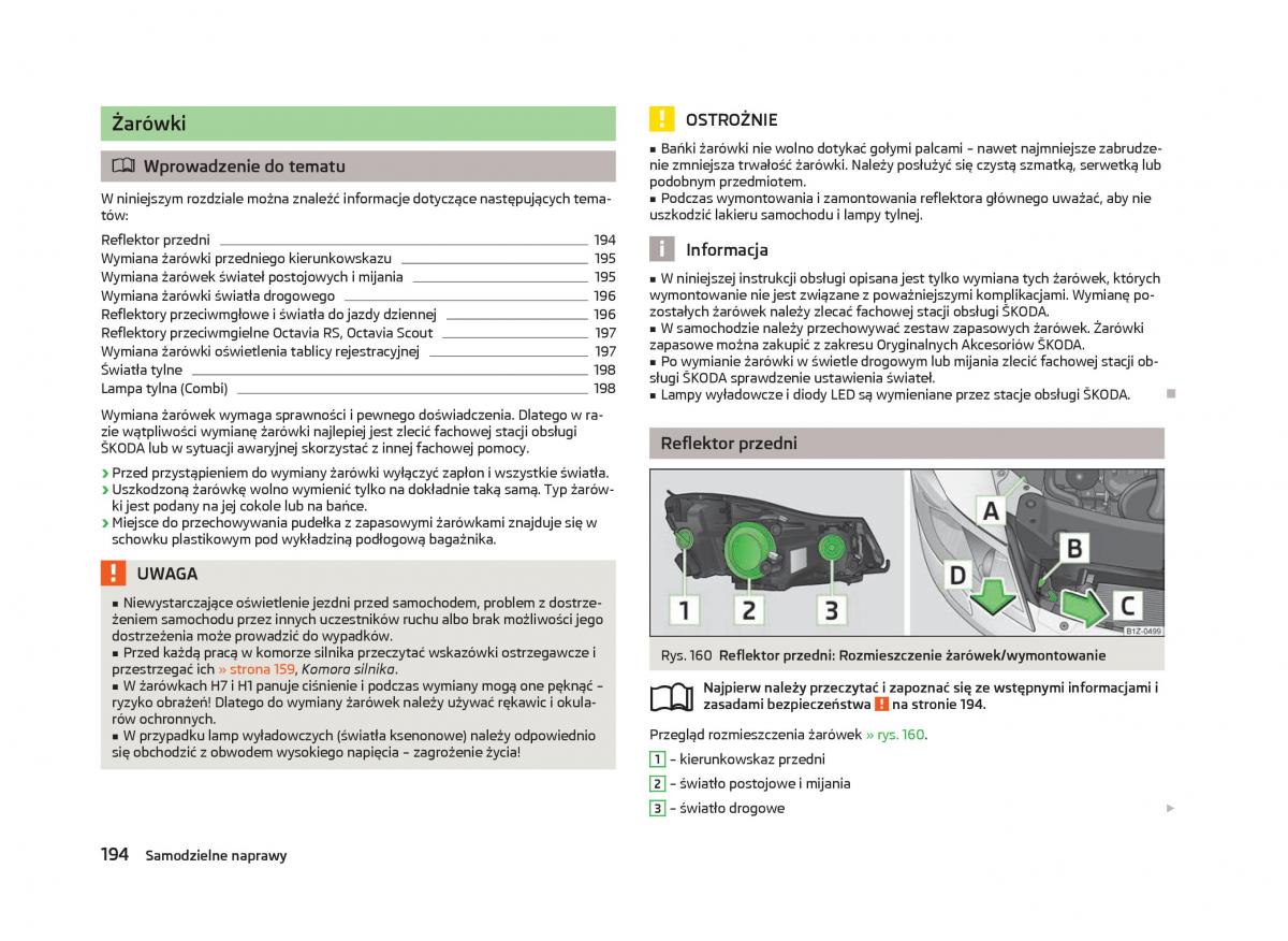 Skoda Octavia III instrukcja obslugi / page 196