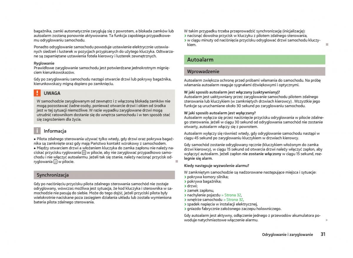 Skoda Octavia III instrukcja obslugi / page 33