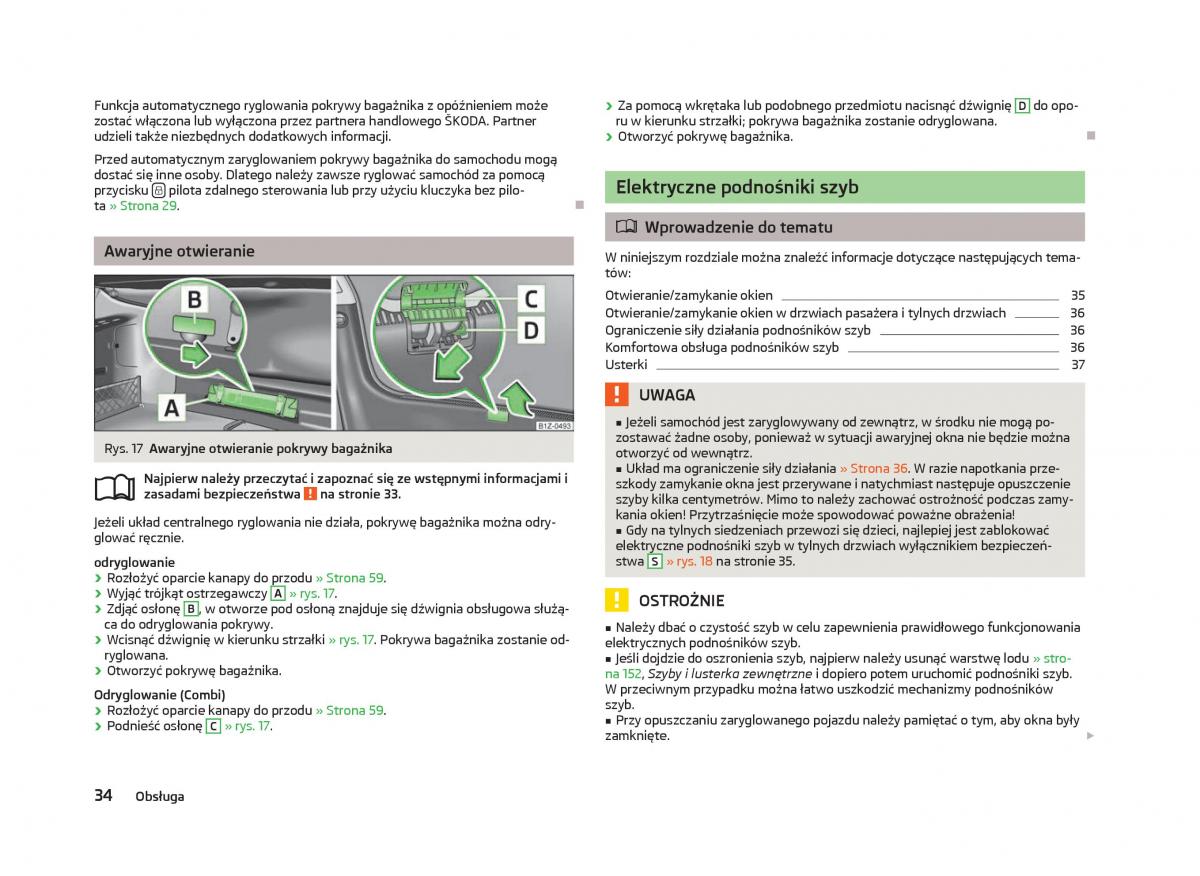 Skoda Octavia III instrukcja obslugi / page 36