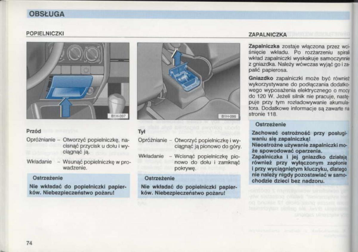 VW Golf III 3 instrukcja obslugi / page 72