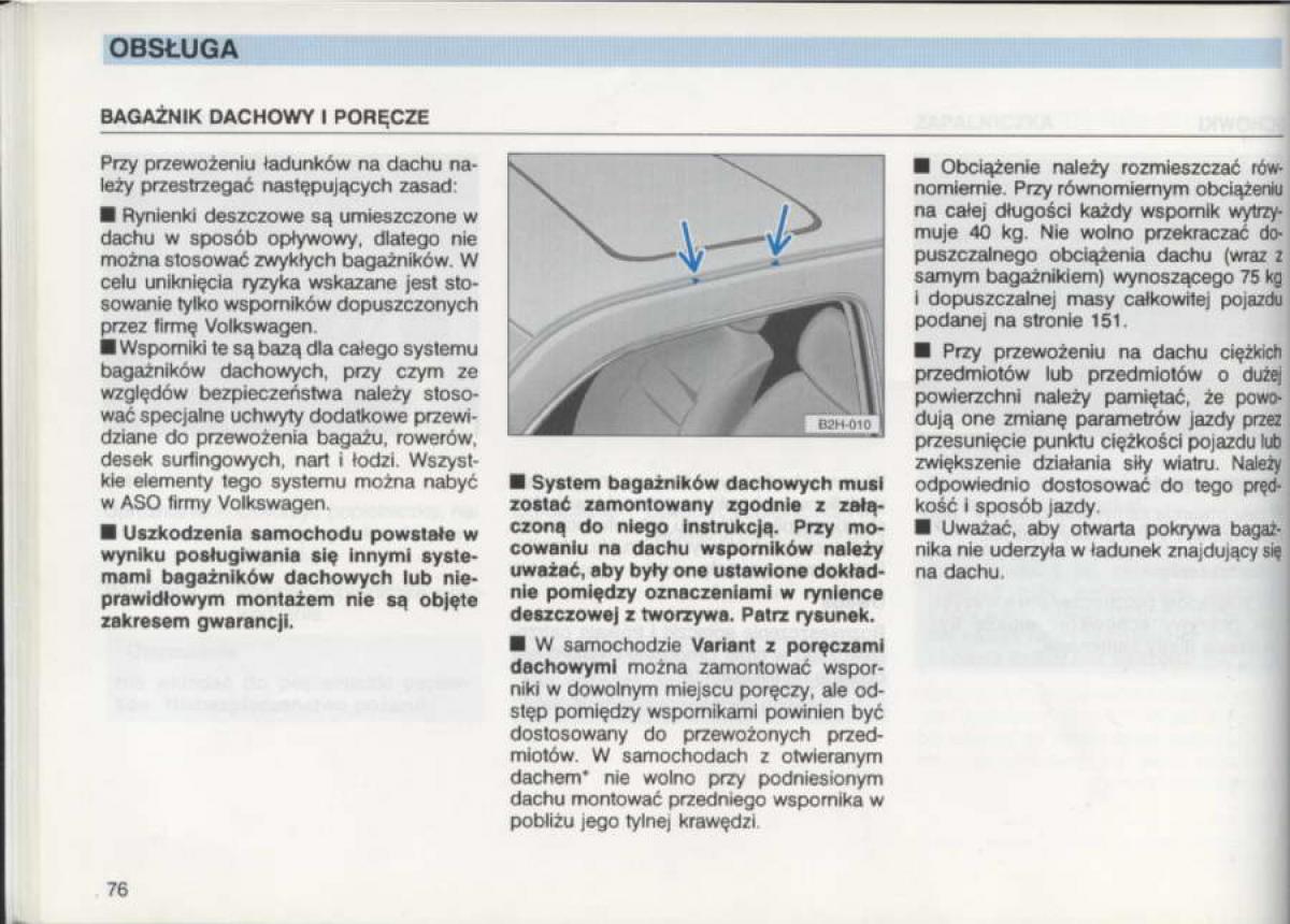 VW Golf III 3 instrukcja obslugi / page 74