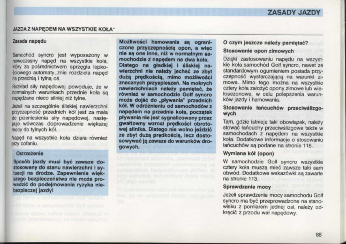 VW Golf III 3 instrukcja obslugi / page 83