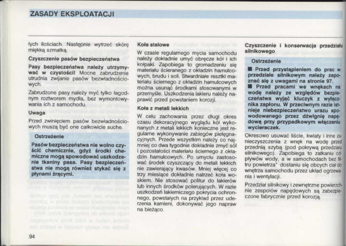 VW Golf III 3 instrukcja obslugi / page 92