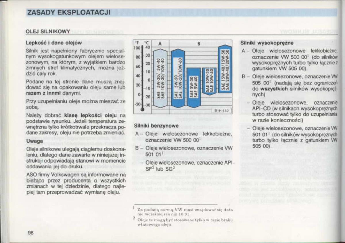 VW Golf III 3 instrukcja obslugi / page 96