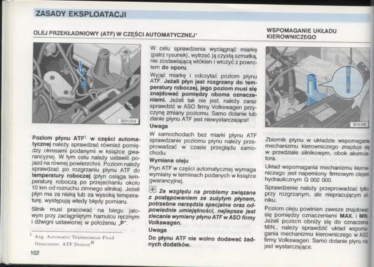 VW Golf III 3 instrukcja obslugi / page 100