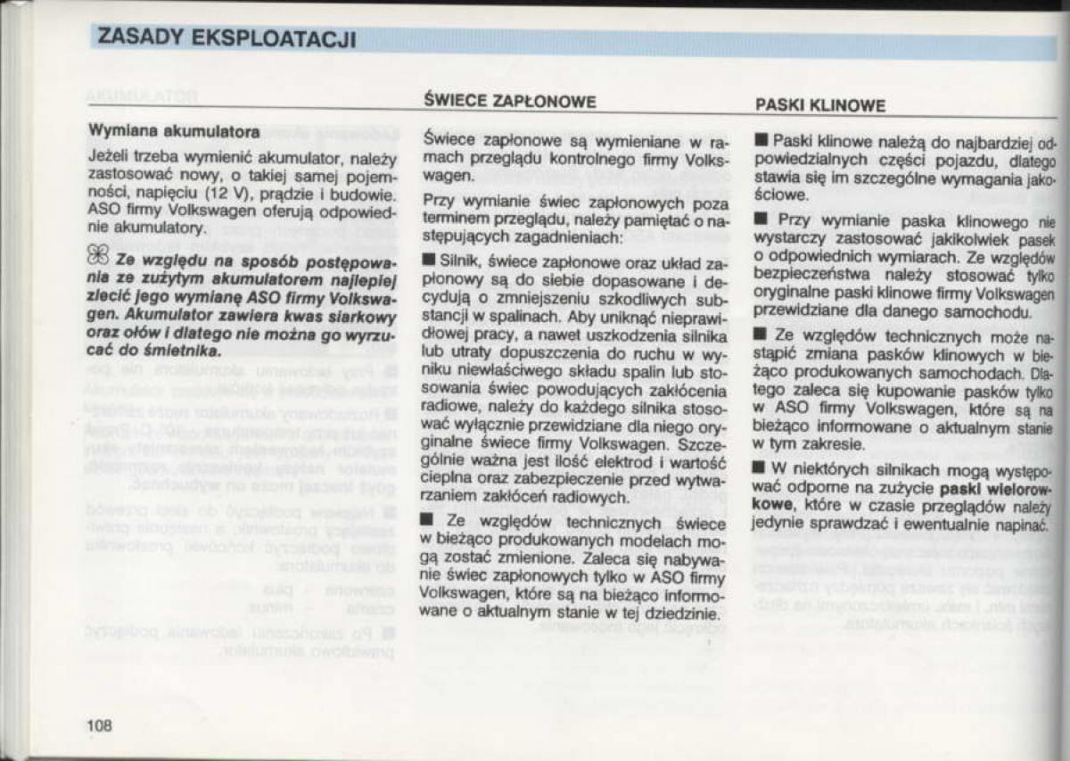 VW Golf III 3 instrukcja obslugi / page 106