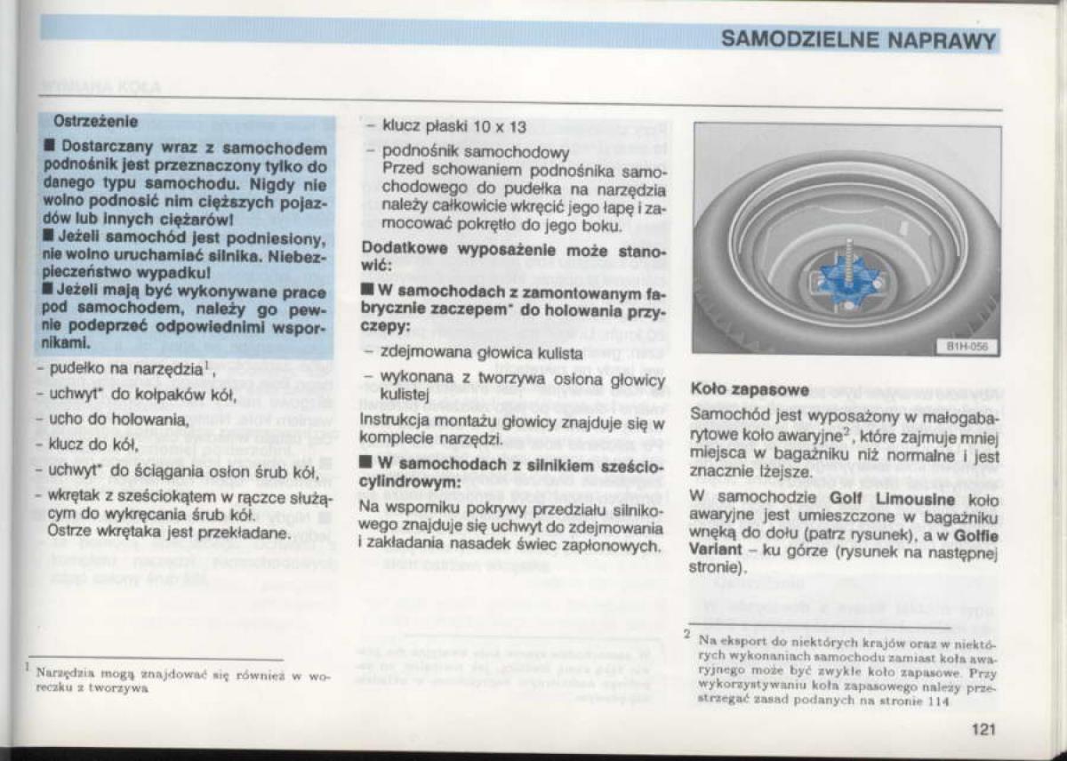 VW Golf III 3 instrukcja obslugi / page 119