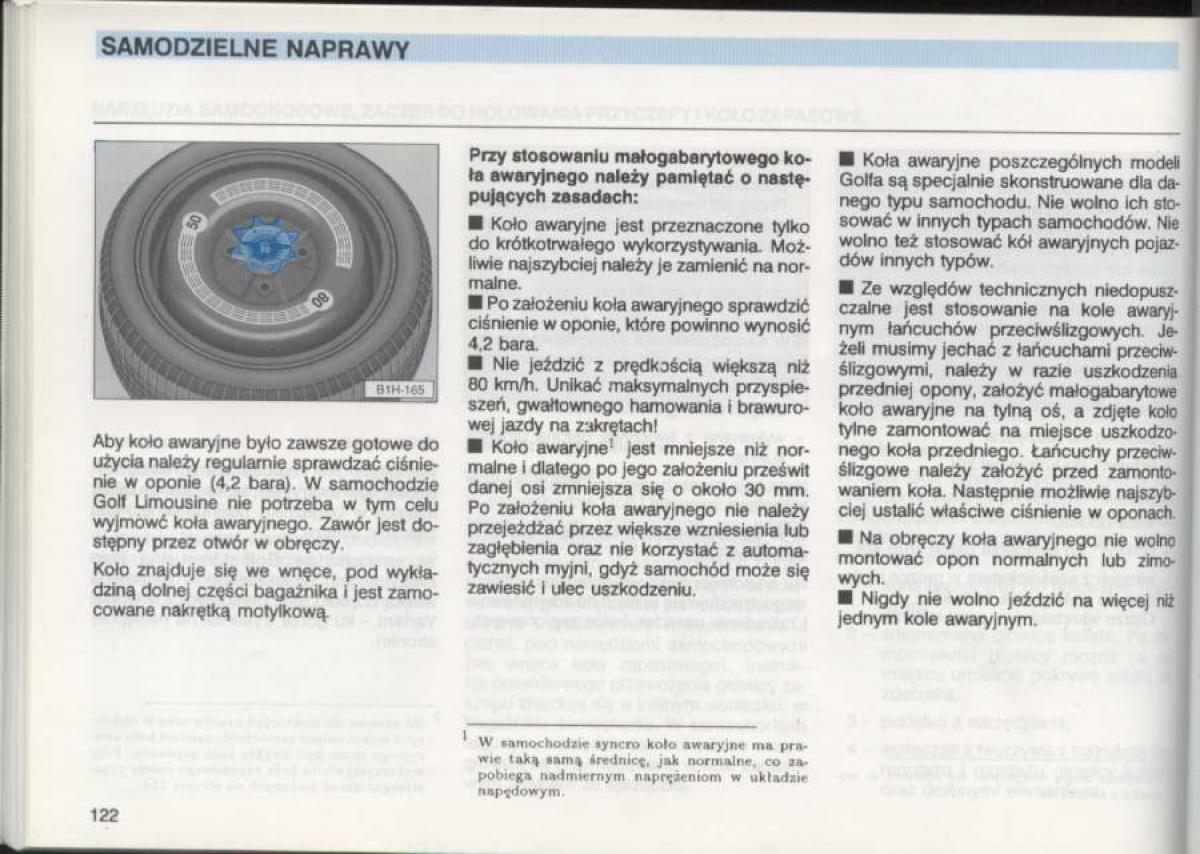 VW Golf III 3 instrukcja obslugi / page 120