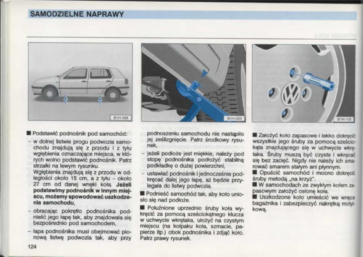 VW Golf III 3 instrukcja obslugi / page 122