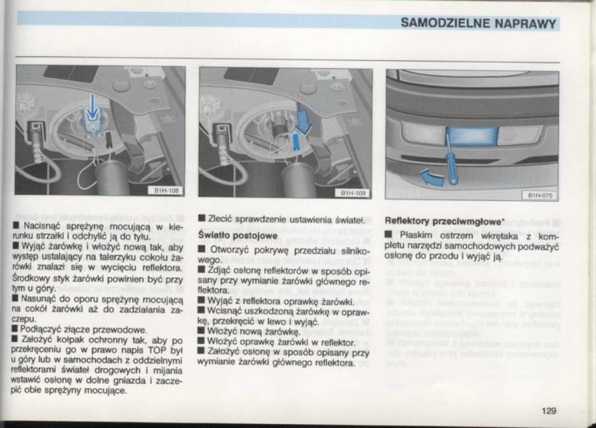 VW Golf III 3 instrukcja obslugi / page 127