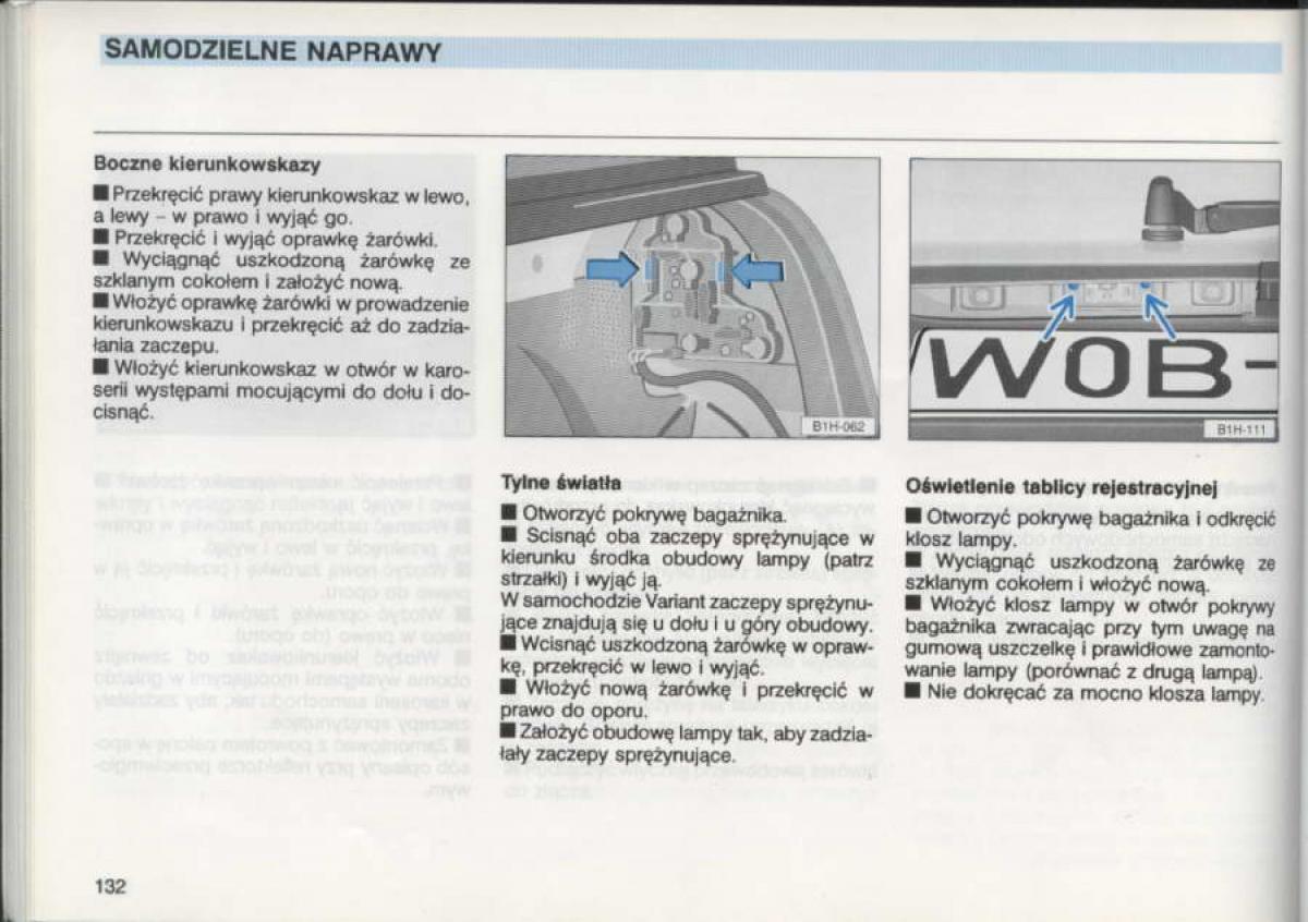 VW Golf III 3 instrukcja obslugi / page 130