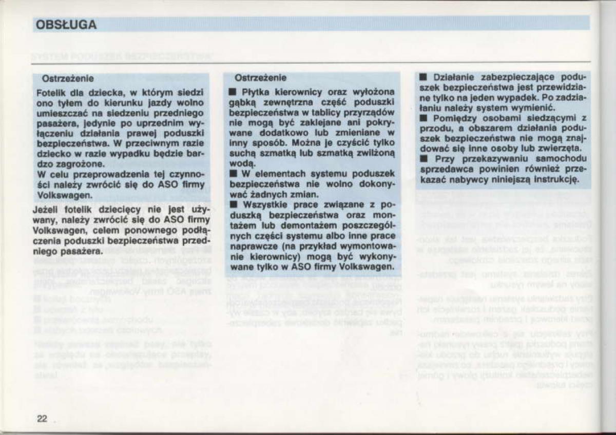 manual  VW Golf III 3 instrukcja / page 20