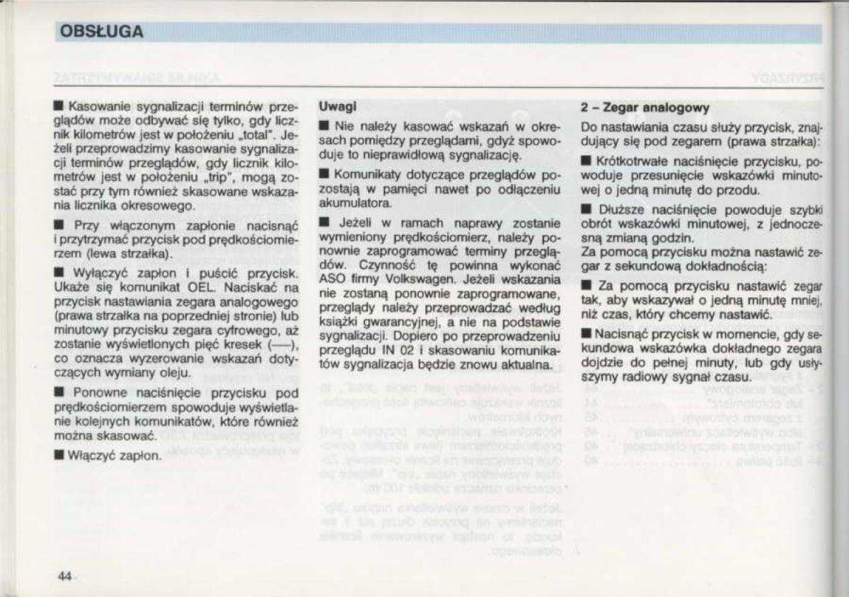 VW Golf III 3 instrukcja obslugi / page 42