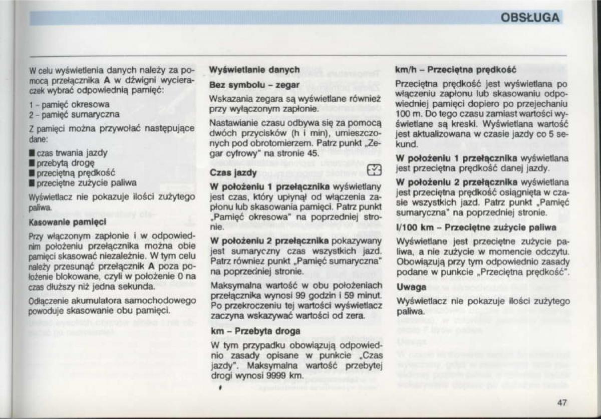 VW Golf III 3 instrukcja obslugi / page 45