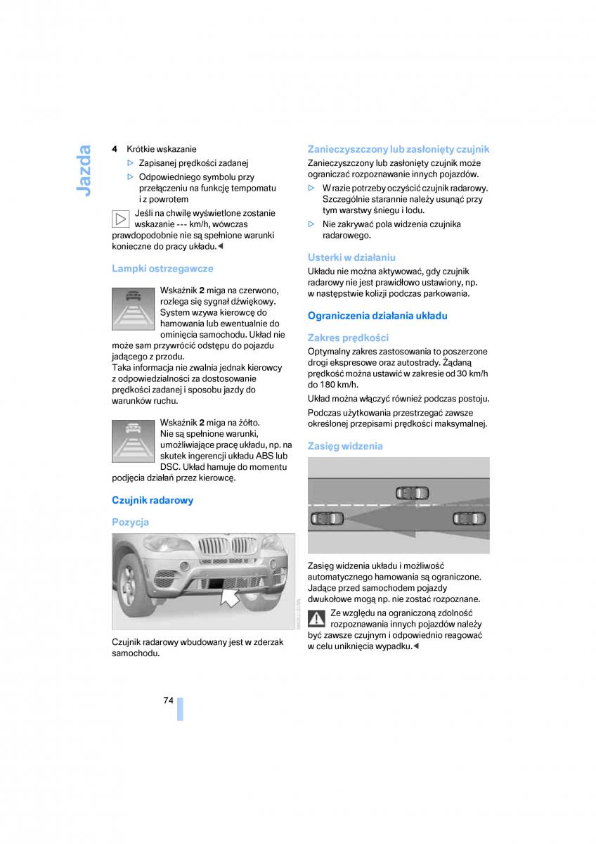 BMW E70 X5 X6 instrukcja obslugi / page 76