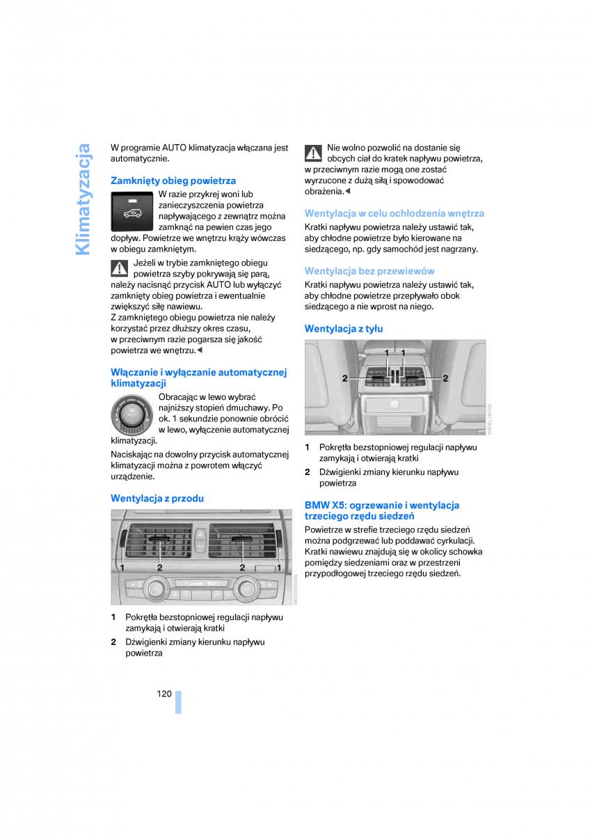 BMW E70 X5 X6 instrukcja obslugi / page 122