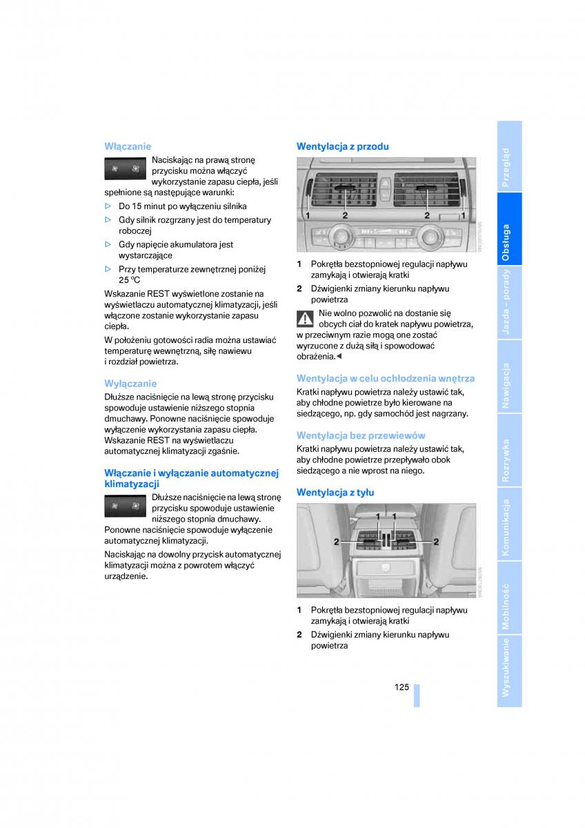 BMW E70 X5 X6 instrukcja obslugi / page 127